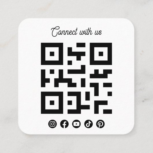 Connect with us Social Media QR Code White Square スクエア名刺 (裏面)