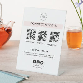 Connect With Us Social Media Sign | Editable Busin 台座サイン