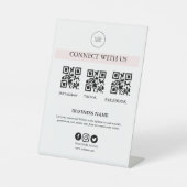 Connect With Us Social Media Sign | Editable Busin 台座サイン (正面)