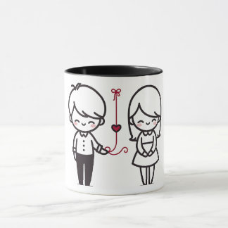 "Connected by Love” かわいいカップルマグカップ マグカップ