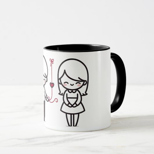Connected by Love” Cute Couple Mug マグカップ (正面右)