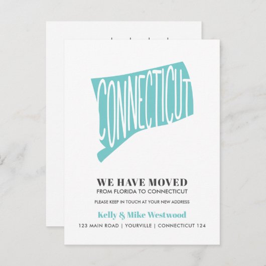 CONNECTICUT新しいアドレスを移動しました新しいホーム ポストカード (正面/裏面)