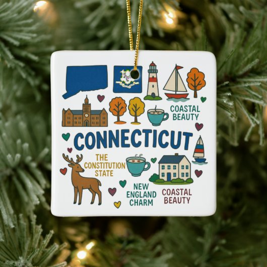 Connecticut Custom Family Trip Keepsake Christmas セラミックオーナメント (ツリー)
