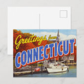 Connecticut Fall Harbor Yacht ポストカード (正面/裏面)