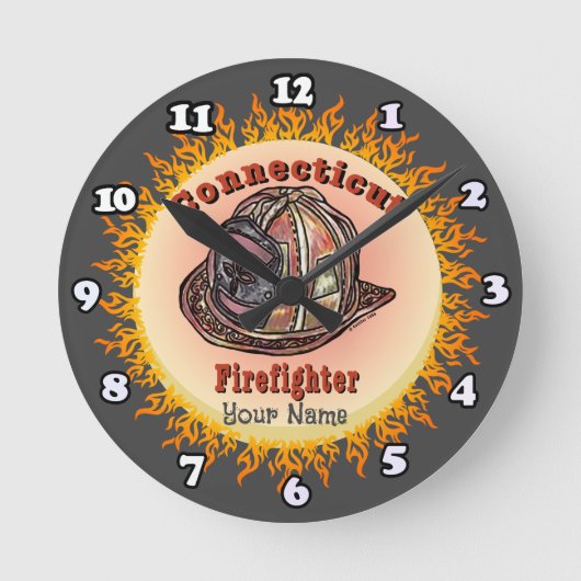 Connecticut Firefighter clock ラウンド壁時計 (正面)