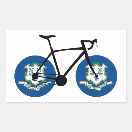 Connecticut Flag Cycling 長方形シール (正面)