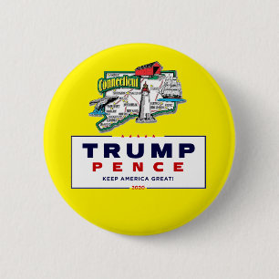 Connecticut for Trump Pence 2020 缶バッジ