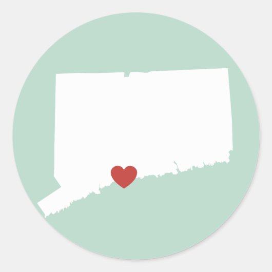 Connecticut Love – カスタマイズ可能なシール ラウンドシール (正面)