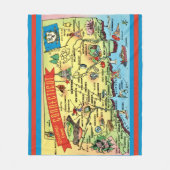 Connecticut Postcard Map フリースブランケット (正面)