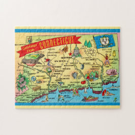 Connecticut Postcard Map 11x14 ジグソーパズル