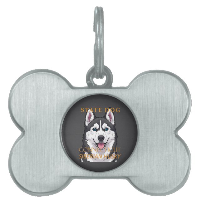 Connecticut Territory Dog Siberian Husky ペットネームタグ (正面)
