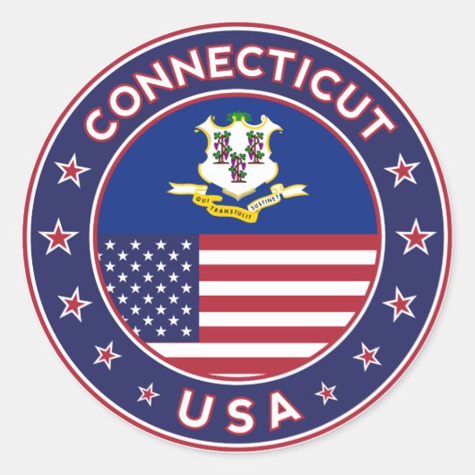 Connecticut, USA States, Connecticut sticker ラウンドシール (正面)