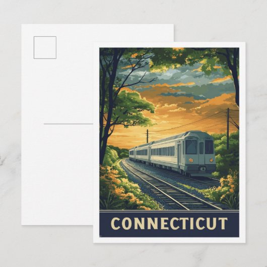 Connecticut USA Vintage Illustration Travel ポストカード (正面/裏面)