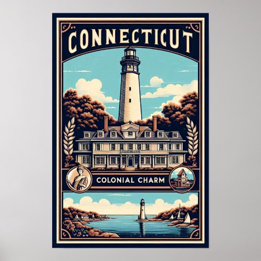 Connecticut Vintage Travel Poster ポスター (正面)
