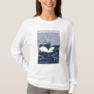 ConnecticutCrabの漁船場面 Tシャツ