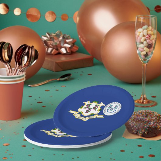 Connecticuter Flag & Seal, Connecticut ペーパープレート (複数)