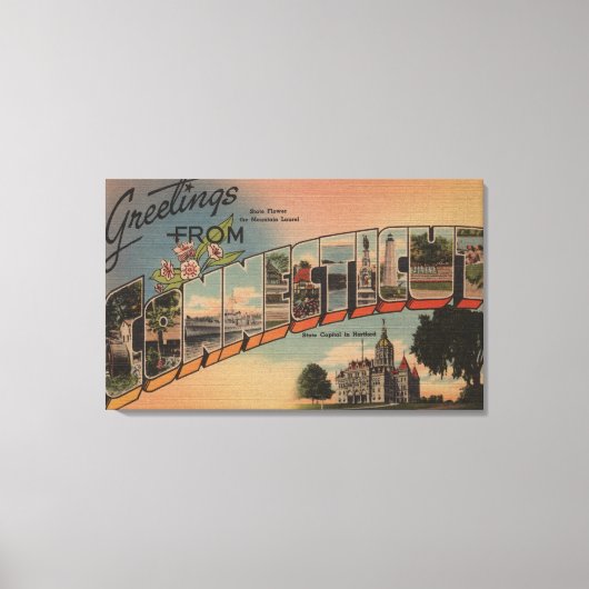 ConnecticutLarge Letter ScenesConnecticut キャンバスプリント (正面)