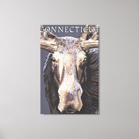 ConnecticutMooseアップクローズ キャンバスプリント (正面)