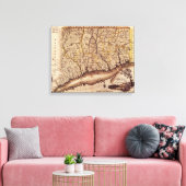 ConnecticutPanoric MapConnecticut キャンバスプリント (インサイチュ (リビング))