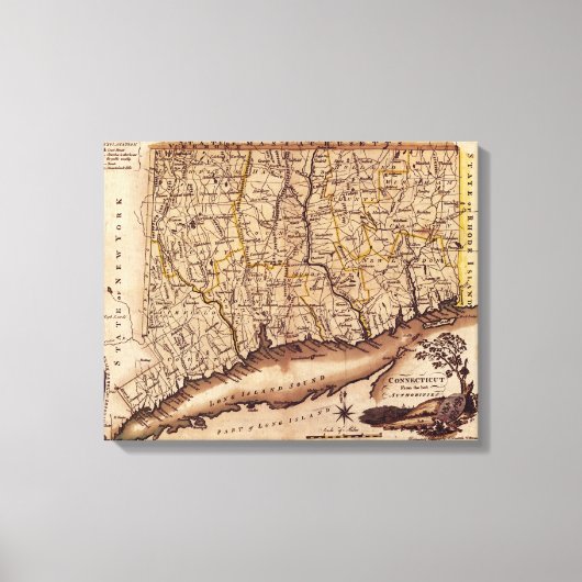 ConnecticutPanoric MapConnecticut キャンバスプリント (正面)