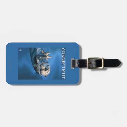 ConnecticutSeaのカワウソ場面 ラゲッジタグ (正面横)