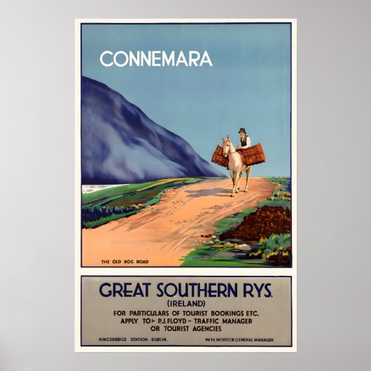 Connemara Ireland Vintage Travel Poster Print ポスター (正面)