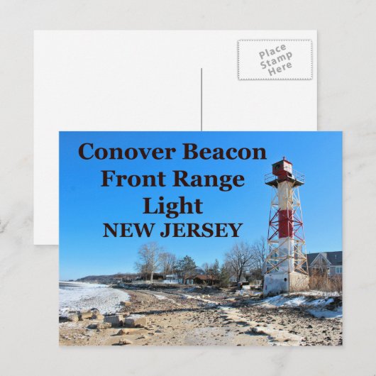 Conover Beacon Front Range Light, NJ Postcard ポストカード (正面/裏面)