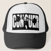 CONQUER – オリンピック重量挙げ – ジムやる気を起こさせる キャップ (正面)