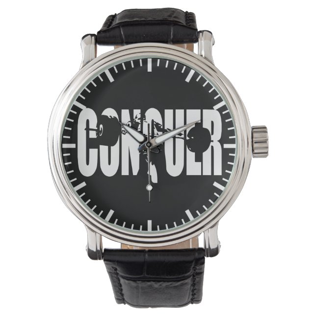CONQUER – オリンピック重量挙げ – ジムやる気を起こさせる 腕時計 (正面)