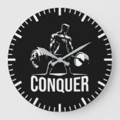CONQUER – ジムやる気を起こさせる,トレーニングフィットネスアニメ ラージ壁時計 (正面)