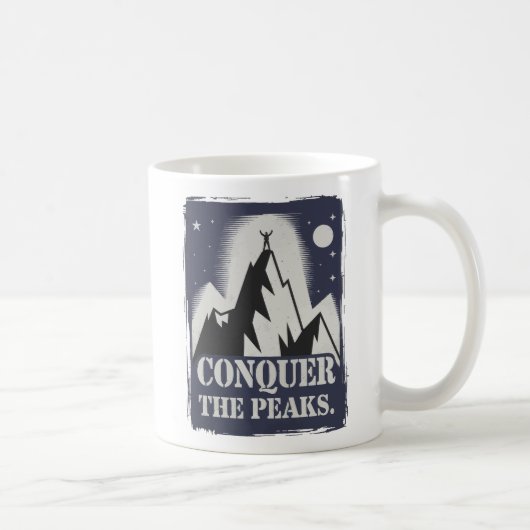 Conquer the Peaks Motivational Mountain Design コーヒーマグカップ (右)