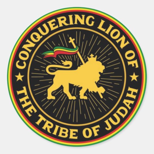 Conquering Lion of the Tribe of Judah - Rastafari ラウンドシール (正面)
