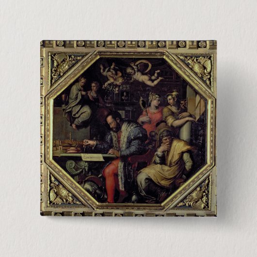 conquesを計画しているCosimo Iのde Medici (1519-74年) 缶バッジ (正面)