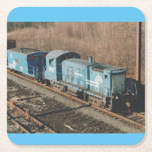 conrail  9412  what's a transfer caboose.  mouse  スクエアペーパーコースター (正面)