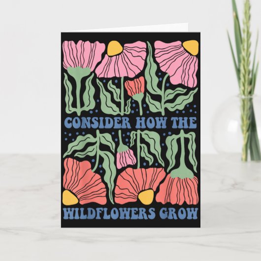Consider how the wildflowers grow bible verse boho カード (正面)