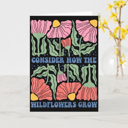 Consider how the wildflowers grow bible verse boho カード (黄色い花)