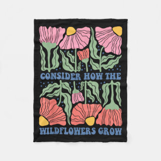 Consider how the wildflowers grow bible verse boho フリースブランケット