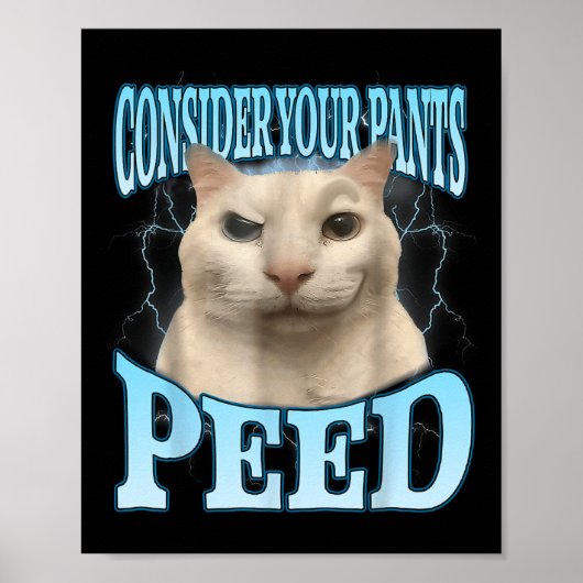 Consider Your Pants Peed Funny Freak Cat Meme Humo ポスター (正面)