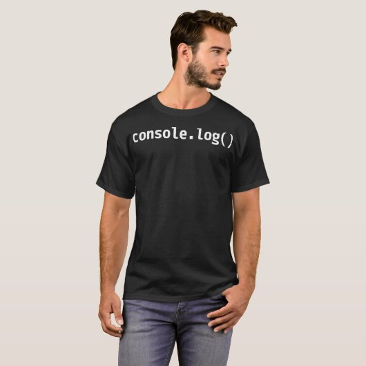 consolelog - JavaScriptWeb Developerホワイト文字De Tシャツ (正面フル)