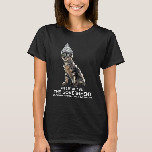 Conspiracy Cat Tin Foil Hat Governmen Men Tシャツ (正面)