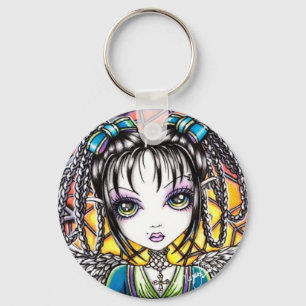 Constanceのステンドグラスの天使Keychain キーホルダー