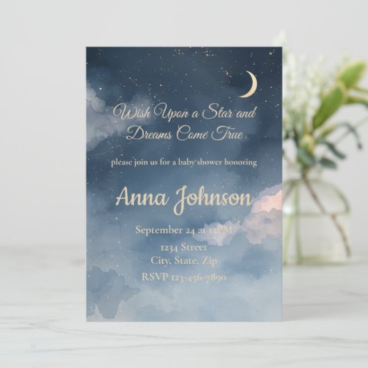 Constellation Baby Shower Invitation | Watercolor 招待状 (スタンド正面)