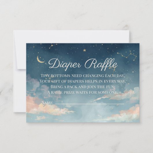 Constellation Diaper Raffle Card | Watercolor Moon サンキューカード (正面)