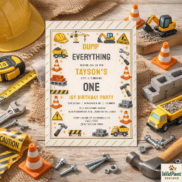 Construction 1ST バースデー | ビルダートラックパーティー 招待状