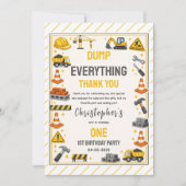 Construction 1ST Birthday | Builder Truck Party  サンキューカード (正面)