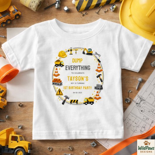 Construction 1ST Birthday | Builder Truck Party ベビーTシャツ