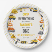 Construction 1ST Birthday | Builder Truck Party ペーパープレート (正面)