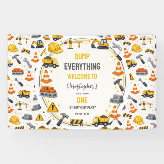 Construction 1ST Birthday | Builder Truck Party 横断幕 (横)