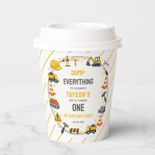 Construction 1ST Birthday | Builder Truck Party 紙コップ (裏面)