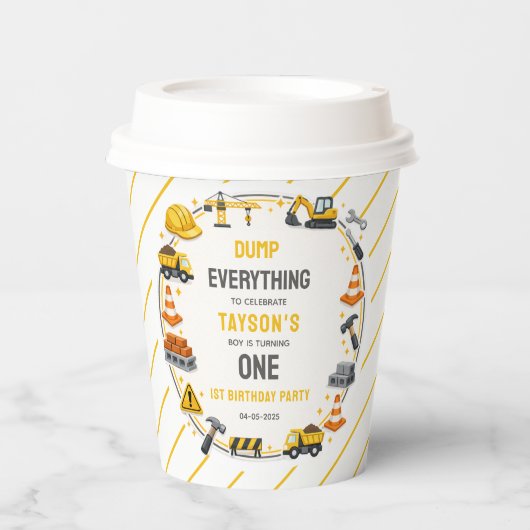 Construction 1ST Birthday | Builder Truck Party 紙コップ (正面)